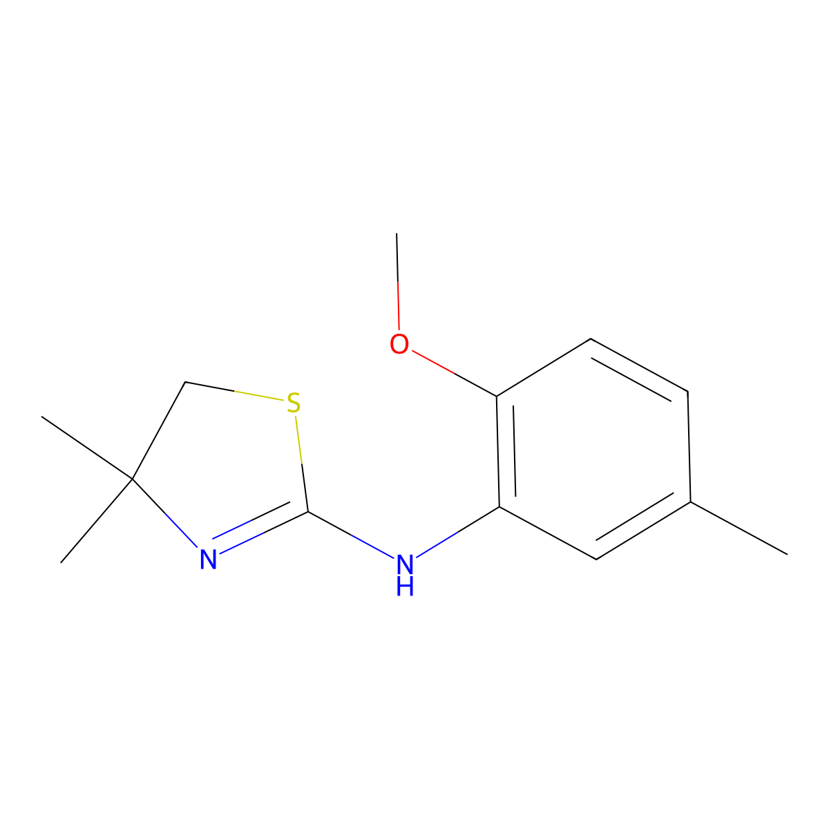 4,5-Dihydro-N-(2-methoxy-5-methylphenyl)-4,4-dimethyl-2-thiazolamine molecular structure, CAS 379728-06-0