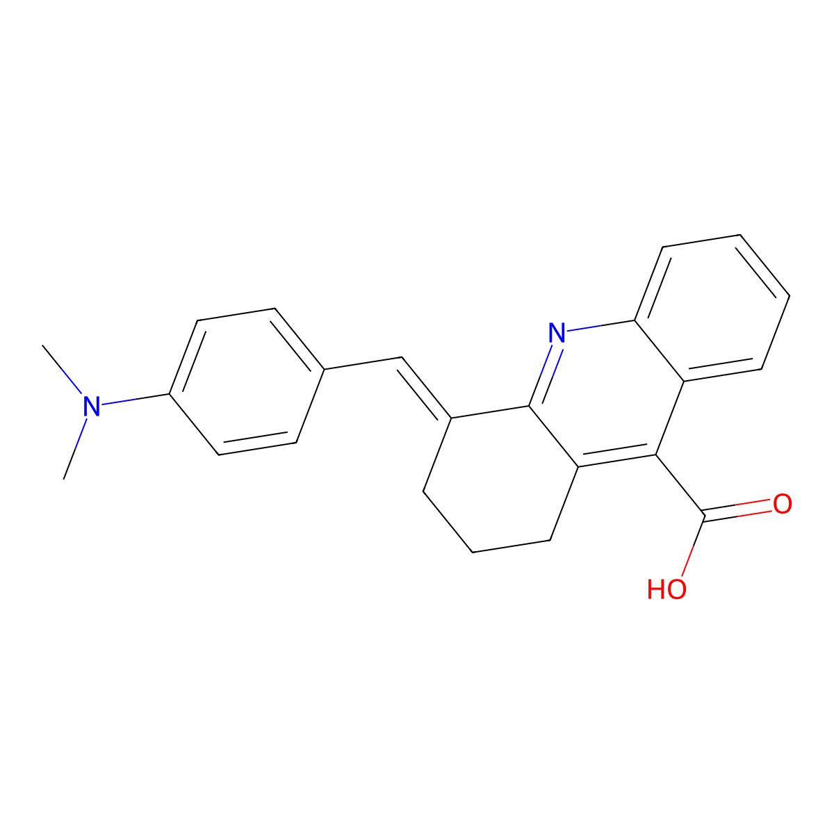 4-(4-Dimethylamino-benzylidene)-1,2,3,4-tetrahydro-acridine-9-carboxylic acid molecular structure, CAS 379728-16-2