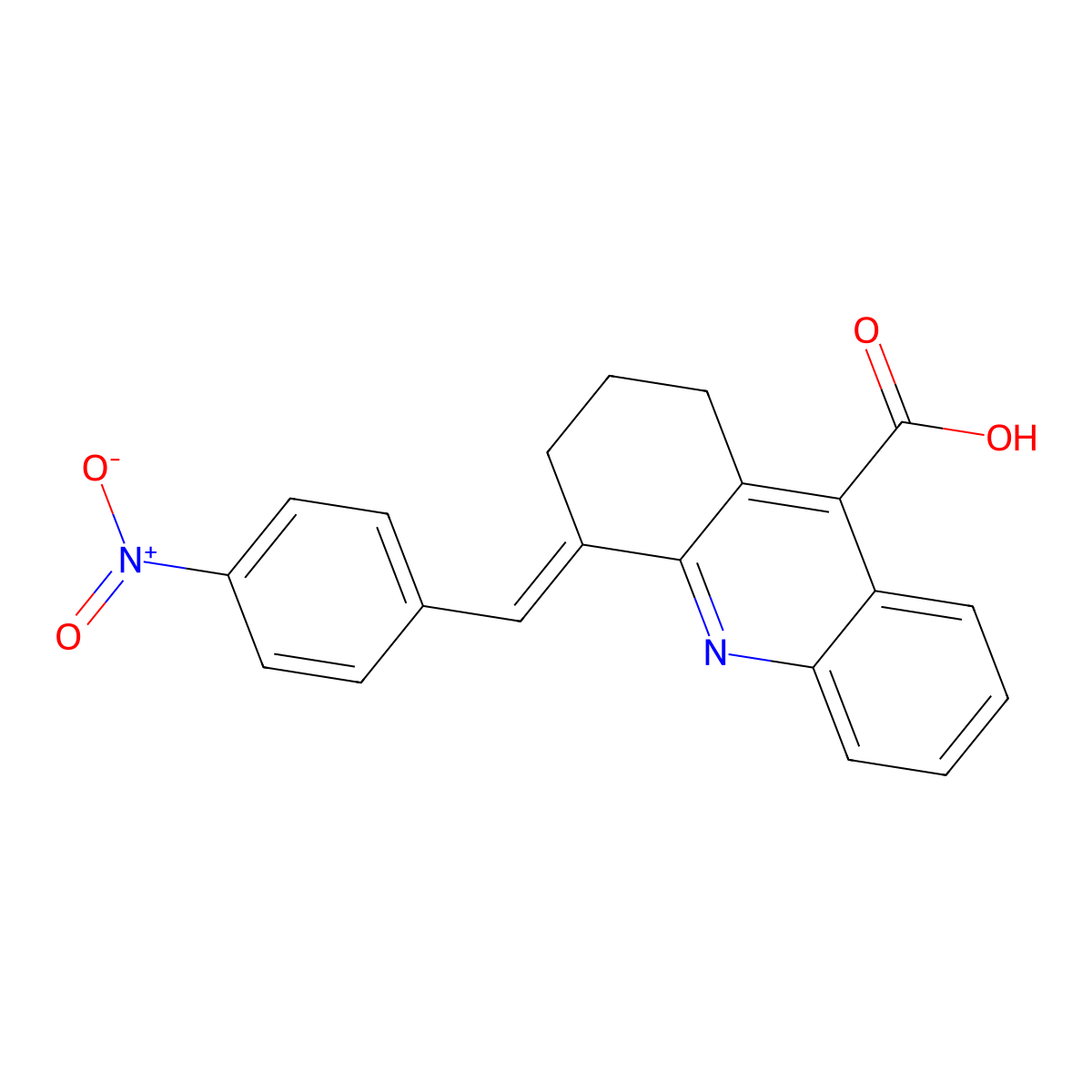 4-[(4-Nitrophenyl)methylidene]-1,2,3,4-tetrahydroacridine-9-carboxylic acid molecular structure, CAS 379728-19-5