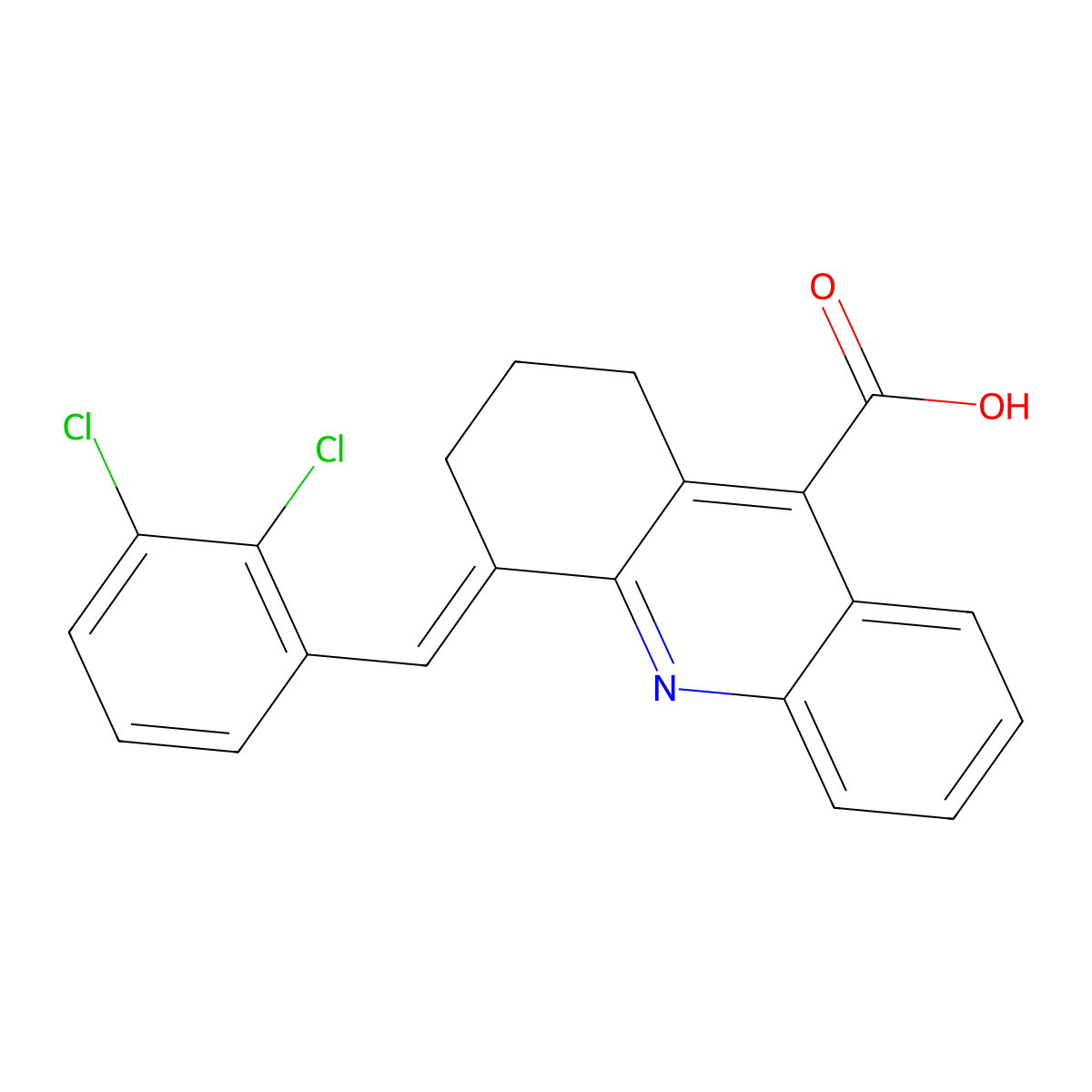 4-[(2,3-Dichlorophenyl)methylidene]-1,2,3,4-tetrahydroacridine-9-carboxylic acid molecular structure, CAS 379728-20-8
