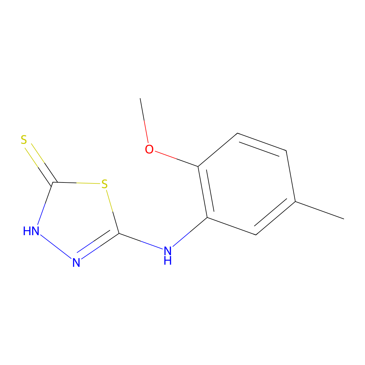 5-(2-Methoxy-5-methyl-phenylamino)-[1,3,4]thiadiazole-2-thiol molecular structure, CAS 379728-86-6