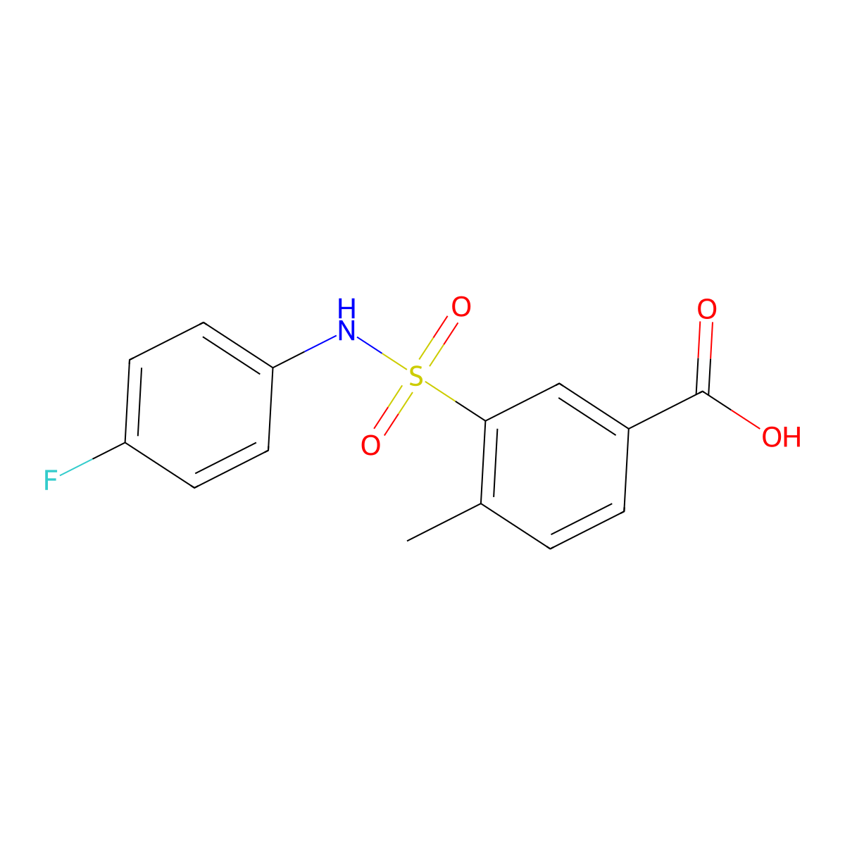 3-[(4-Fluorophenyl)sulfamoyl]-4-methylbenzoic acid molecular structure, CAS 379729-09-6