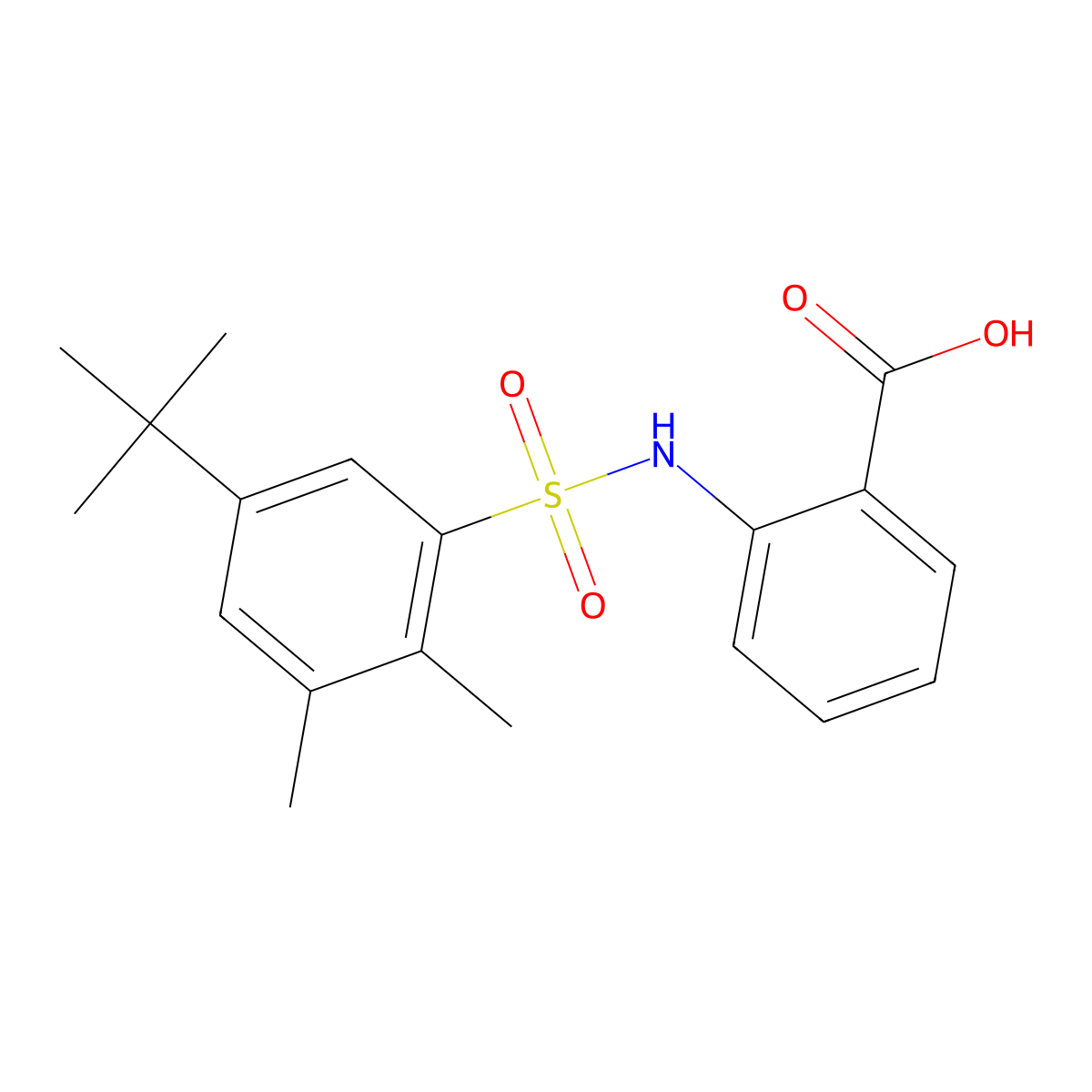 2-(5-Tert-butyl-2,3-dimethylbenzenesulfonamido)benzoic acid molecular structure, CAS 379729-10-9