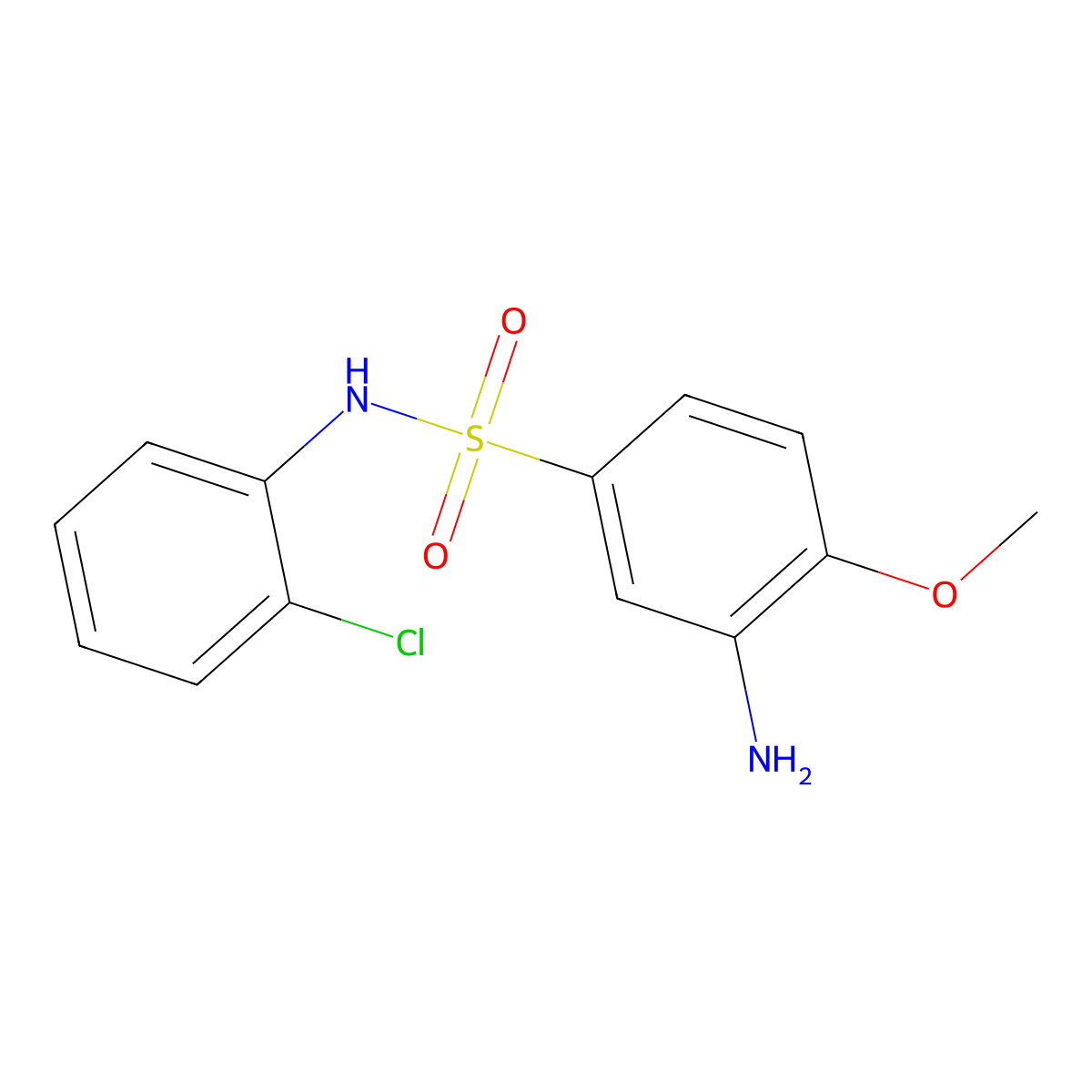 3-amino-N-(2-chlorophenyl)-4-methoxybenzene-1-sulfonamide molecular structure, CAS 379729-13-2