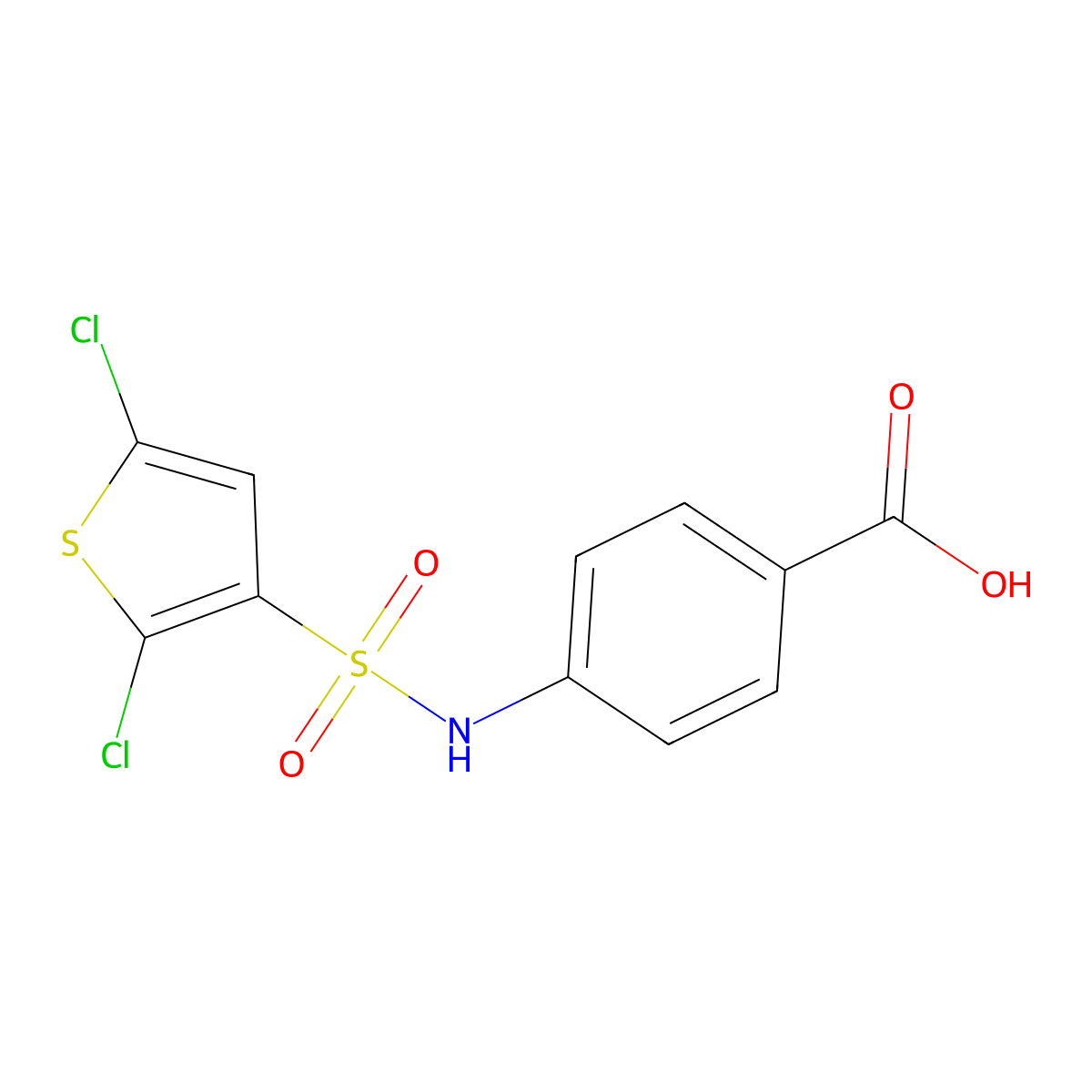 4-(2,5-Dichlorothiophene-3-sulfonamido)benzoic acid molecular structure, CAS 379729-17-6