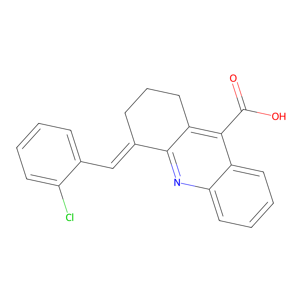 4-[(2-Chlorophenyl)methylidene]-1,2,3,4-tetrahydroacridine-9-carboxylic acid molecular structure, CAS 379729-48-3
