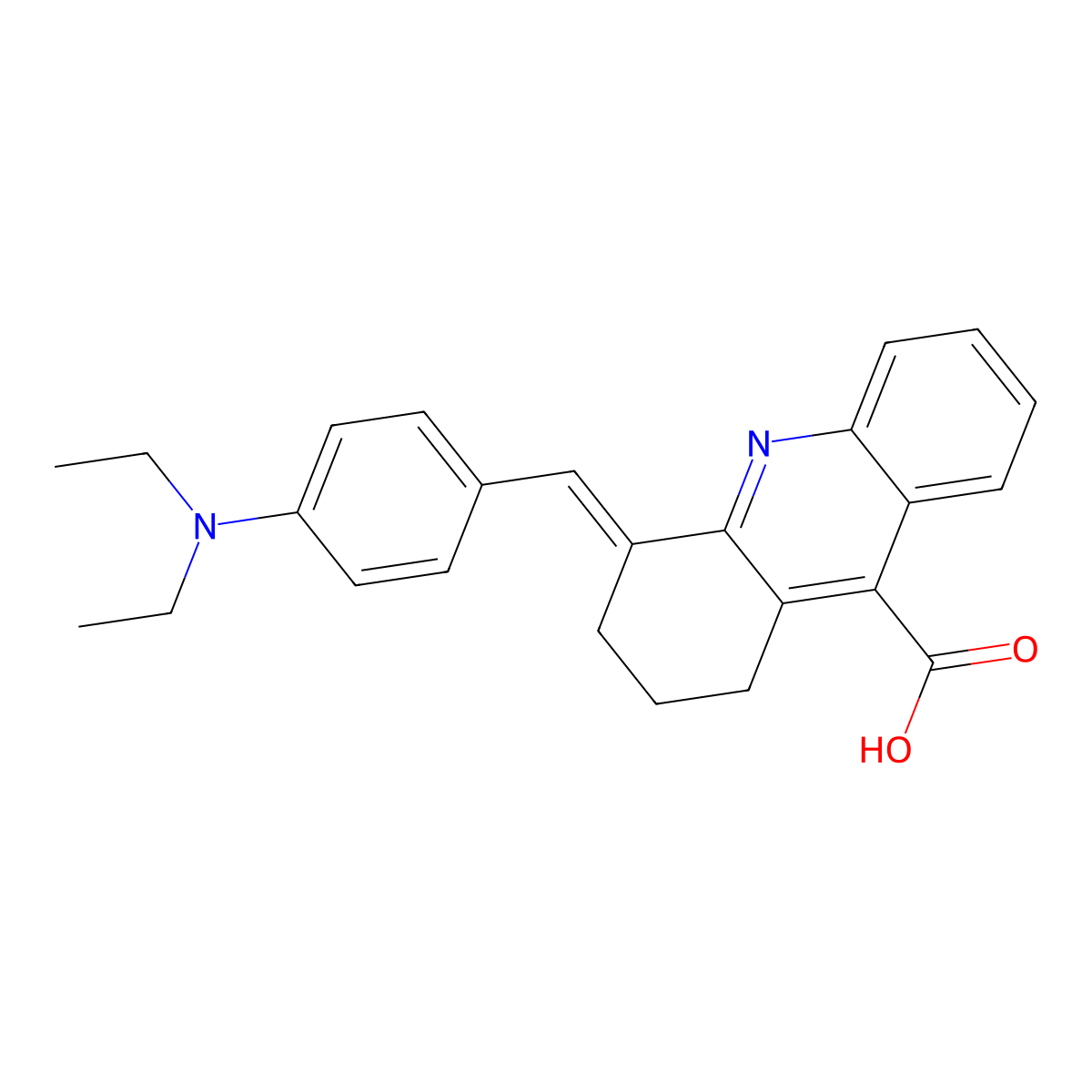 (4E)-4-[[4-(diethylamino)phenyl]methylidene]-2,3-dihydro-1H-acridine-9-carboxylic acid molecular structure, CAS 379729-49-4