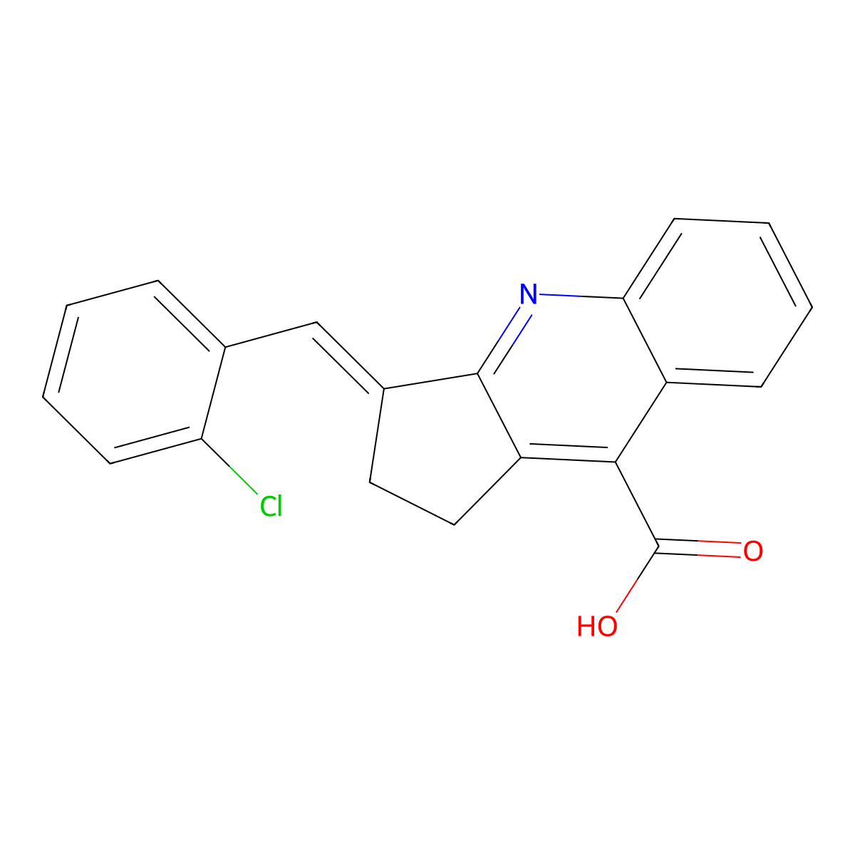 3-[(2-Chlorophenyl)methylene]-2,3-dihydro-1H-cyclopenta[b]quinoline-9-carboxylic acid molecular structure, CAS 379729-50-7