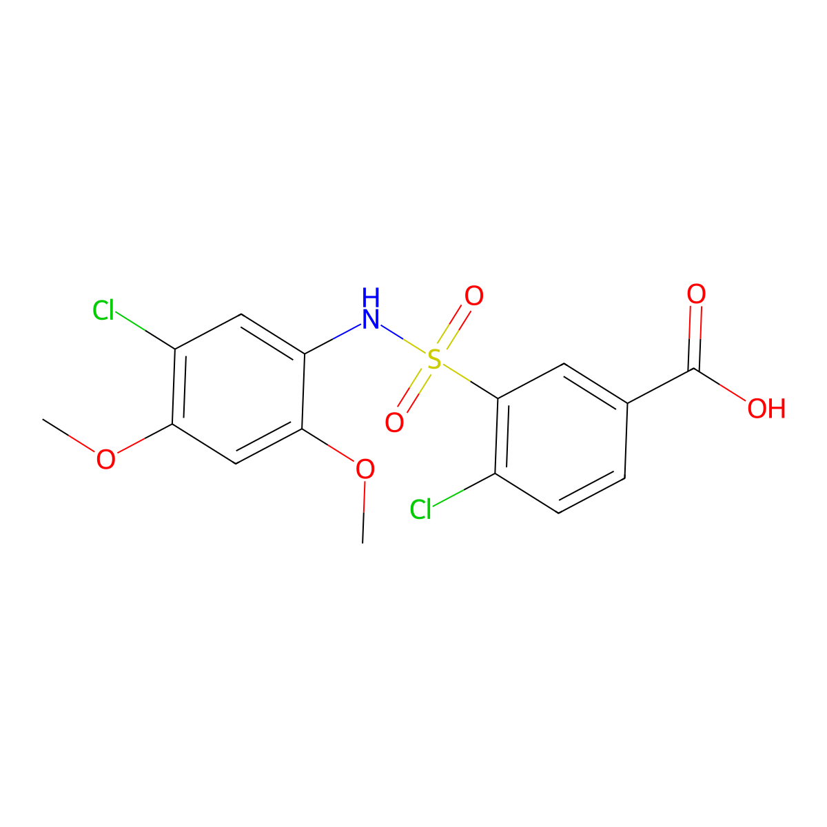 4-Chloro-3-[(5-chloro-2,4-dimethoxyphenyl)sulfamoyl]benzoic acid molecular structure, CAS 379729-79-0