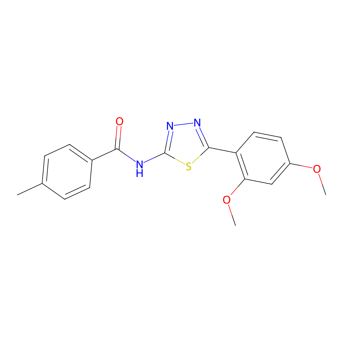 N-[5-(2,4-dimethoxyphenyl)-1,3,4-thiadiazol-2-yl]-4-methylbenzamide molecular structure, CAS 379730-44-6