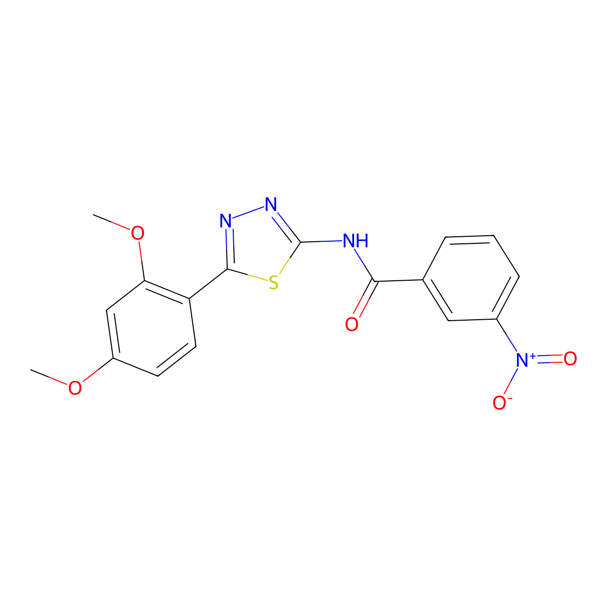 N-[5-(2,4-dimethoxyphenyl)-1,3,4-thiadiazol-2-yl]-3-nitrobenzamide molecular structure, CAS 379730-45-7