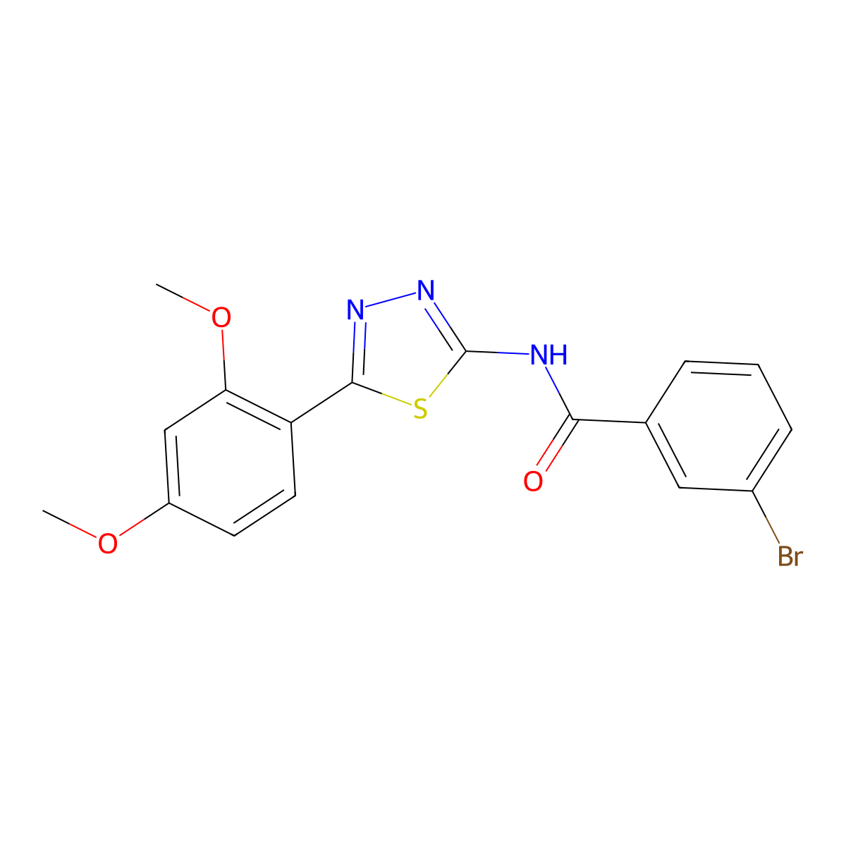 3-bromo-N-[5-(2,4-dimethoxyphenyl)-1,3,4-thiadiazol-2-yl]benzamide molecular structure, CAS 379730-52-6