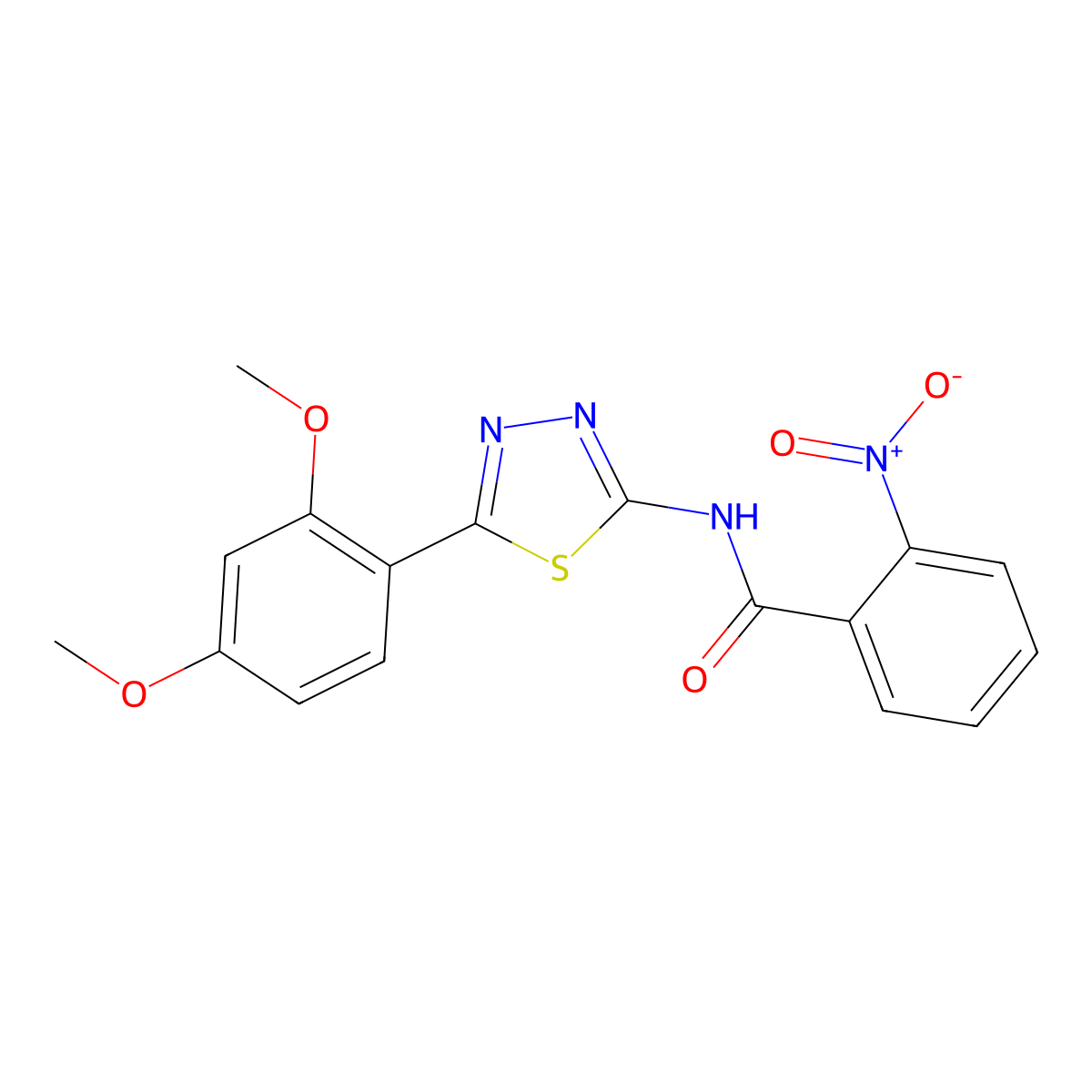 N-[5-(2,4-dimethoxyphenyl)-1,3,4-thiadiazol-2-yl]-2-nitrobenzamide molecular structure, CAS 379730-53-7