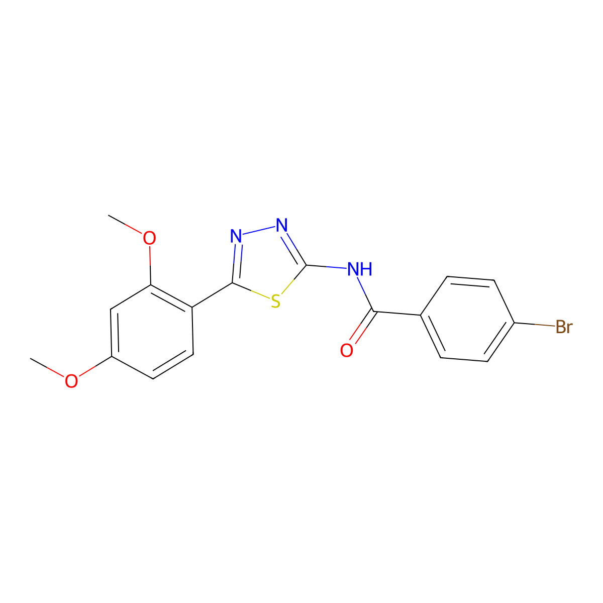 4-bromo-N-[5-(2,4-dimethoxyphenyl)-1,3,4-thiadiazol-2-yl]benzamide molecular structure, CAS 379730-55-9