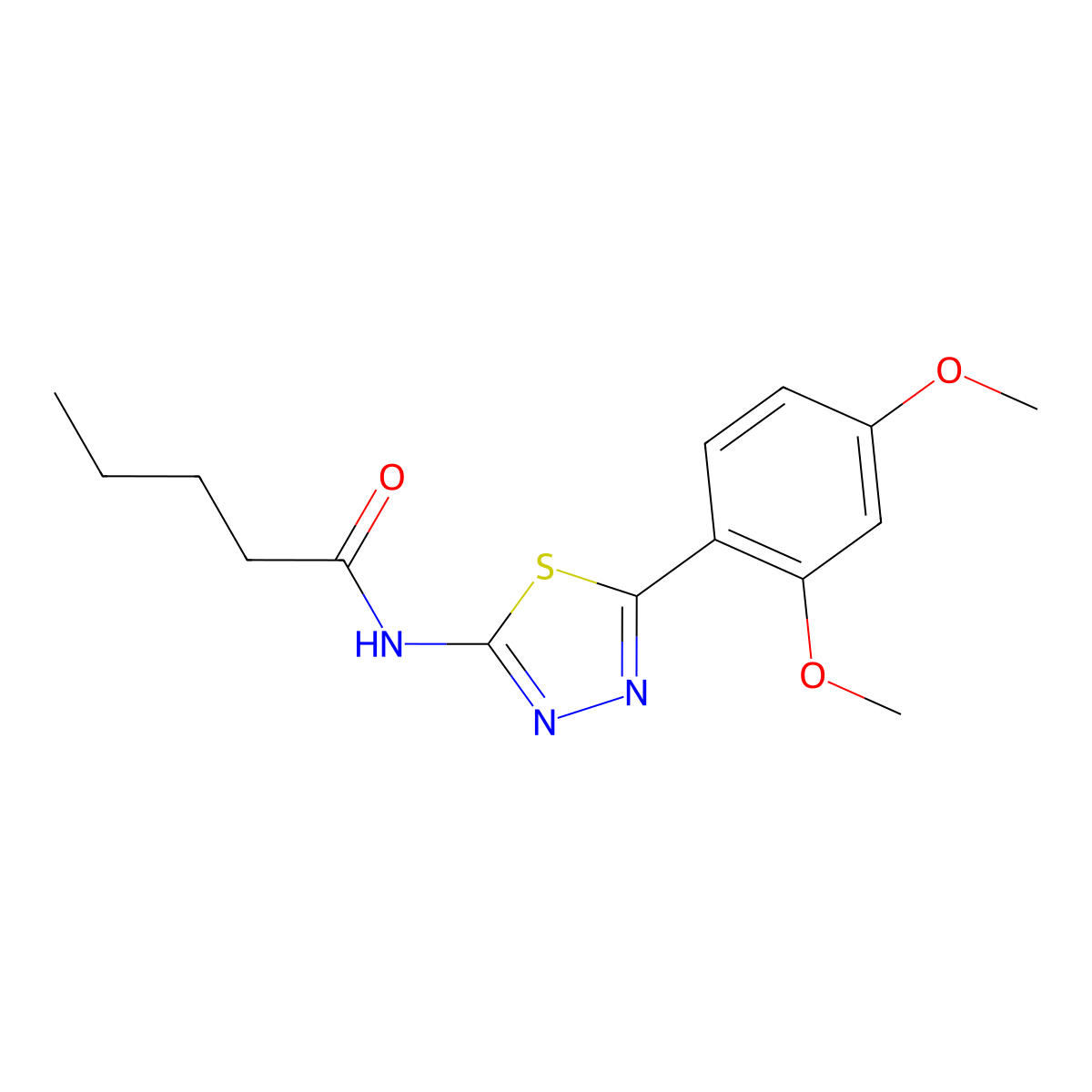 N-[5-(2,4-dimethoxyphenyl)-1,3,4-thiadiazol-2-yl]pentanamide molecular structure, CAS 379730-62-8