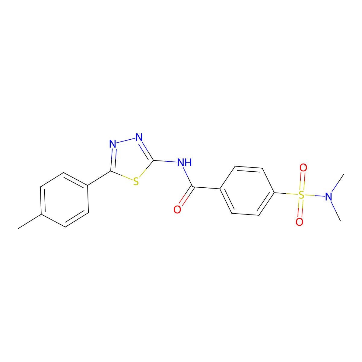 4-(dimethylsulfamoyl)-N-[5-(4-methylphenyl)-1,3,4-thiadiazol-2-yl]benzamide molecular structure, CAS 379730-65-1