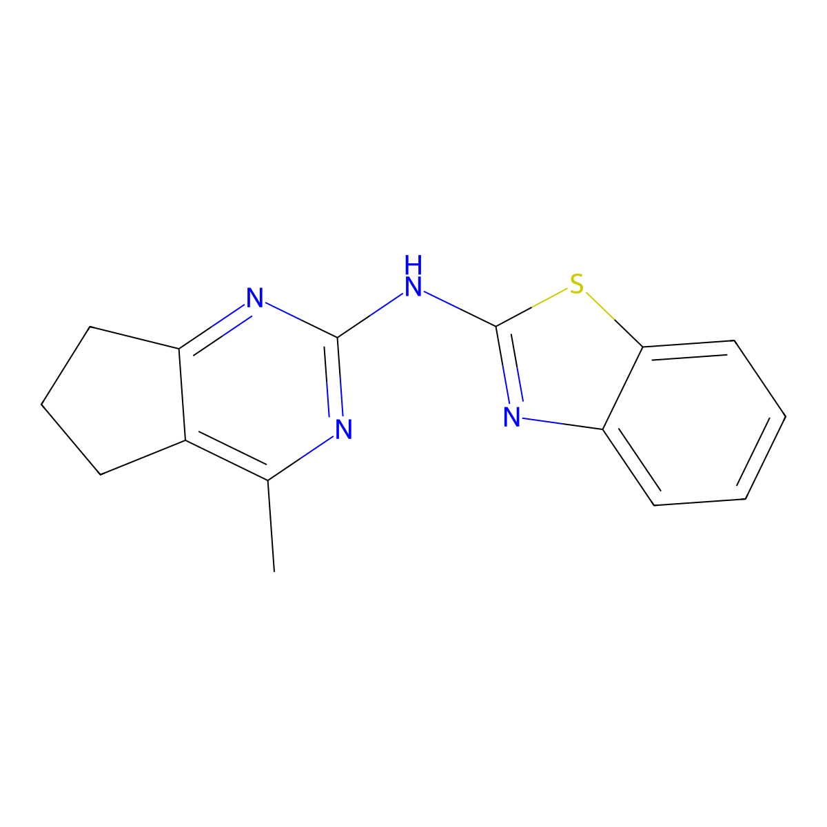 N-(4-methyl-6,7-dihydro-5H-cyclopenta[d]pyrimidin-2-yl)-1,3-benzothiazol-2-amine molecular structure, CAS 379731-06-3