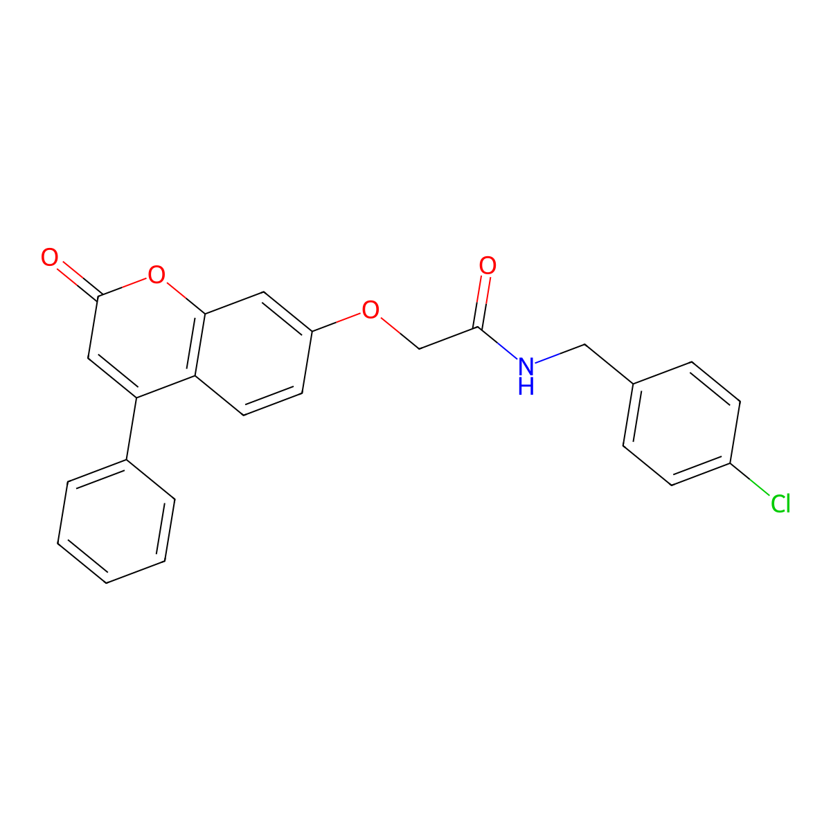 N-(4-chlorobenzyl)-2-[(2-oxo-4-phenyl-2H-chromen-7-yl)oxy]acetamide molecular structure, CAS 379731-41-6