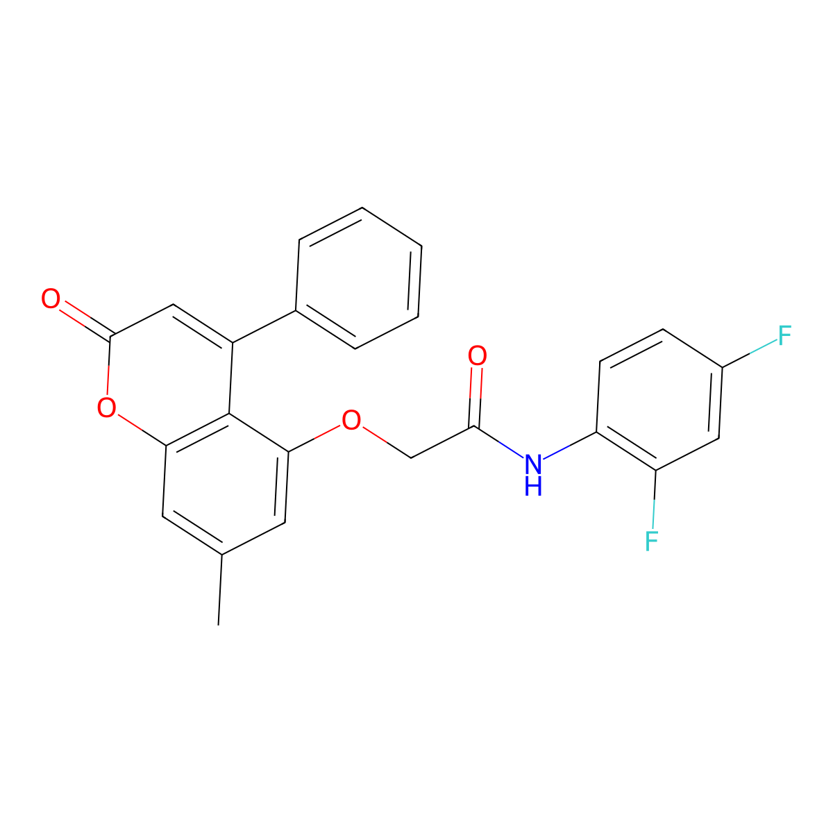 N-(2,4-difluorophenyl)-2-[(7-methyl-2-oxo-4-phenyl-2H-chromen-5-yl)oxy]acetamide molecular structure, CAS 379731-49-4