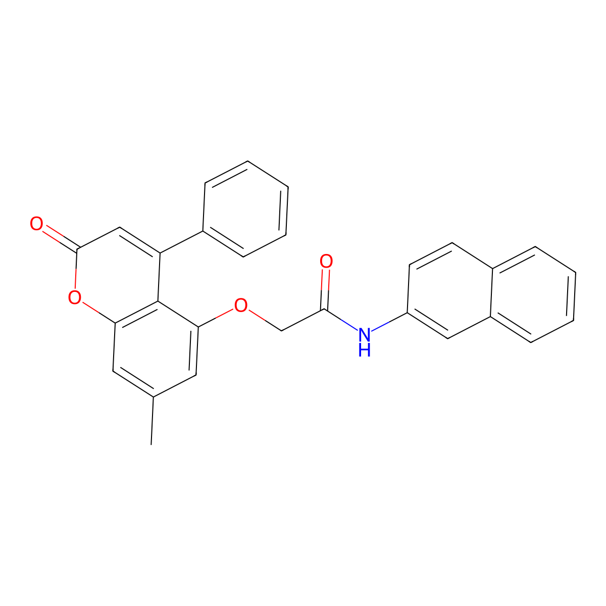 2-[(7-methyl-2-oxo-4-phenyl-2H-chromen-5-yl)oxy]-N-2-naphthylacetamide molecular structure, CAS 379731-53-0