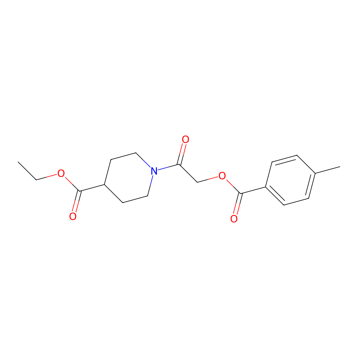 Ethyl 1-[2-(4-methylbenzoyloxy)acetyl]piperidine-4-carboxylate molecular structure, CAS 379732-14-6