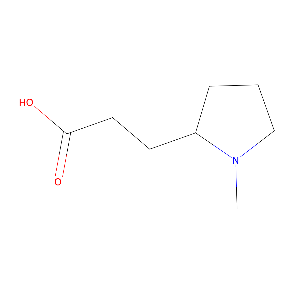 3-(1-Methylpyrrolidin-2-yl)propanoic acid molecular structure, CAS 37977-73-4