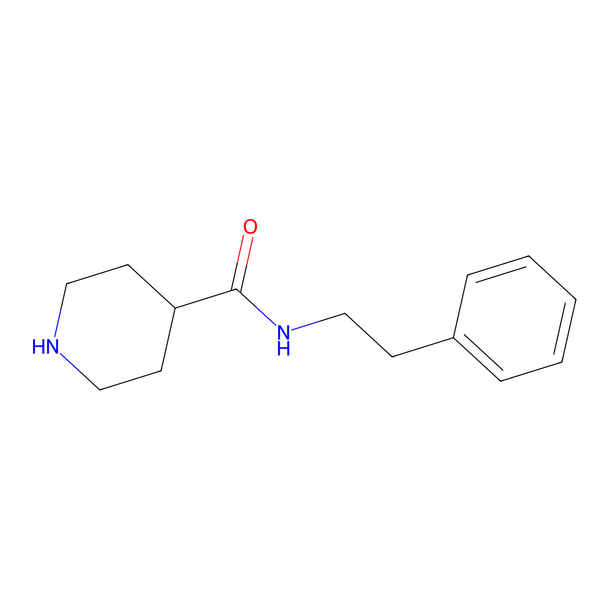 N-(2-phenylethyl)piperidine-4-carboxamide molecular structure, CAS 37978-09-9