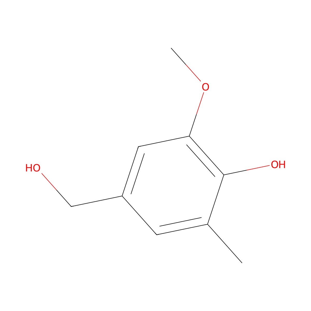 4-(Hydroxymethyl)-2-methoxy-6-methylphenol molecular structure, CAS 37987-18-1