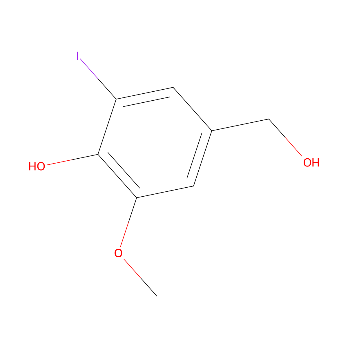 4-(Hydroxymethyl)-2-iodo-6-methoxyphenol molecular structure, CAS 37987-21-6