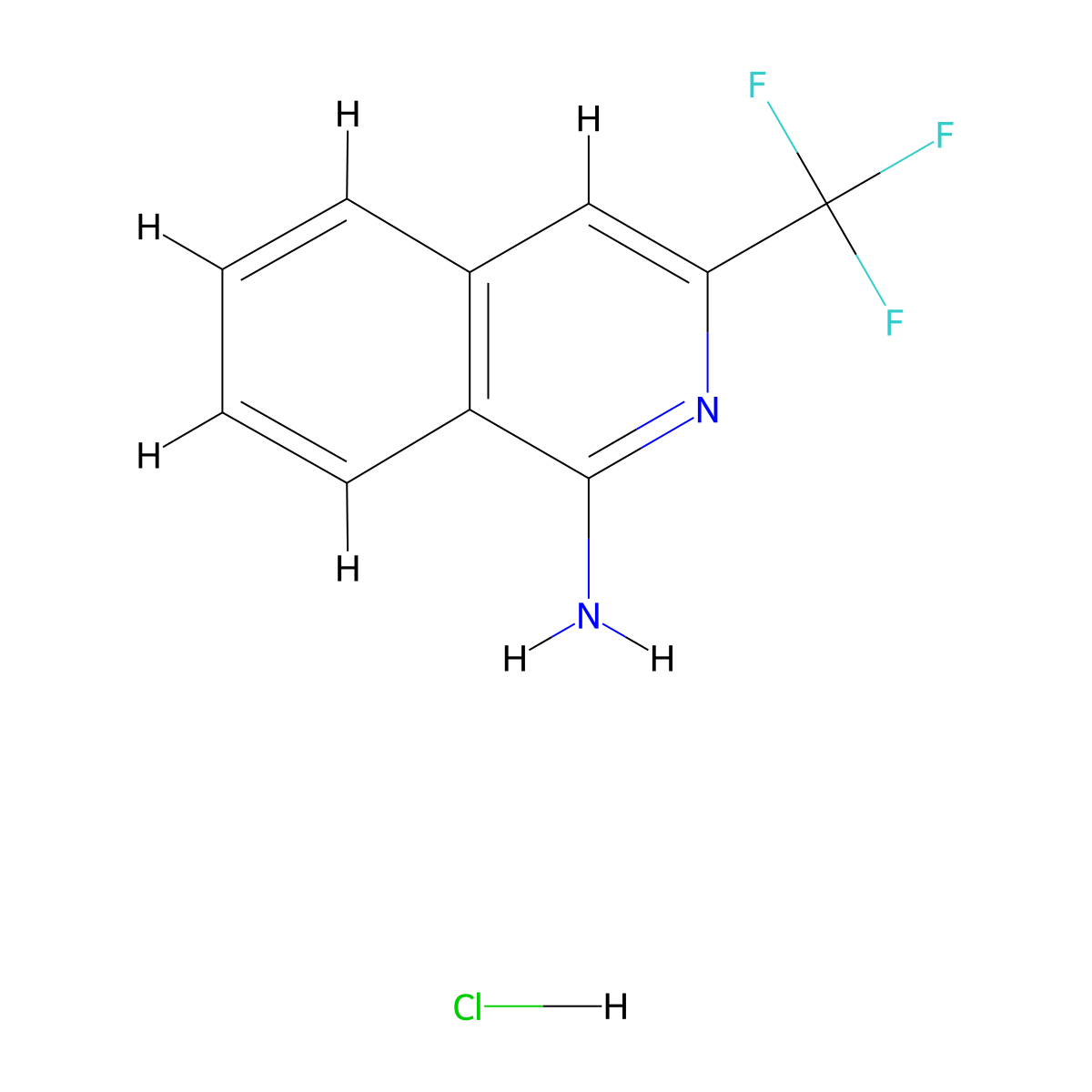 Isoquinoline, 1-amino-3-(trifluoromethyl)-, monohydrochloride molecular structure, CAS 37989-07-4
