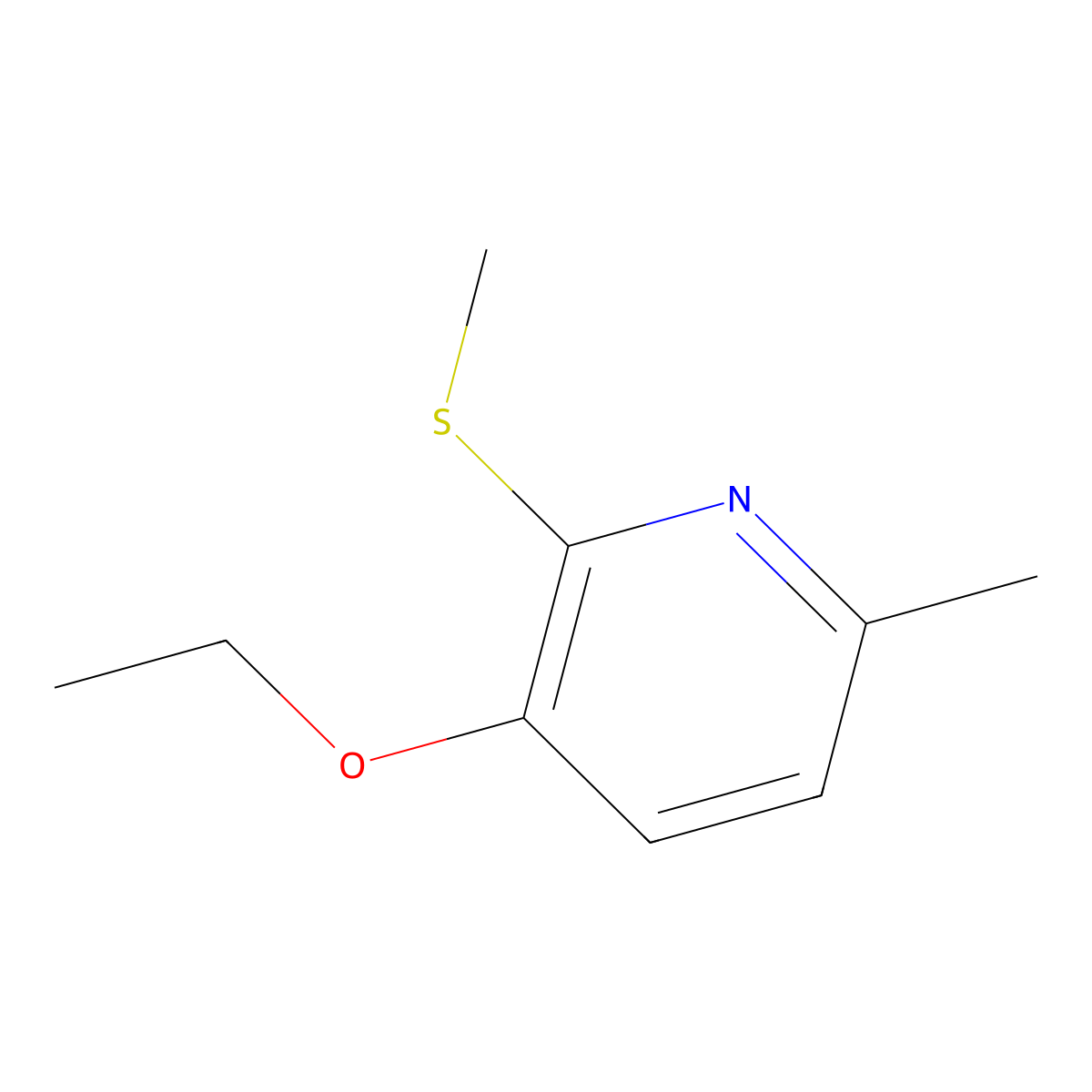 Pyridine, 3-ethoxy-6-methyl-2-(methylthio)- molecular structure, CAS 37989-61-0