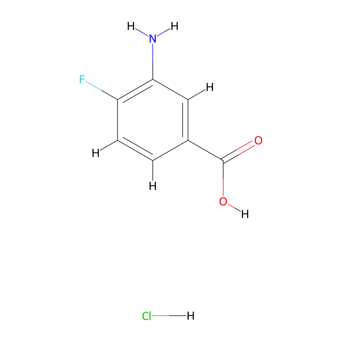 3-Amino-4-fluorobenzoic acid hydrochloride molecular structure, CAS 3799-24-4