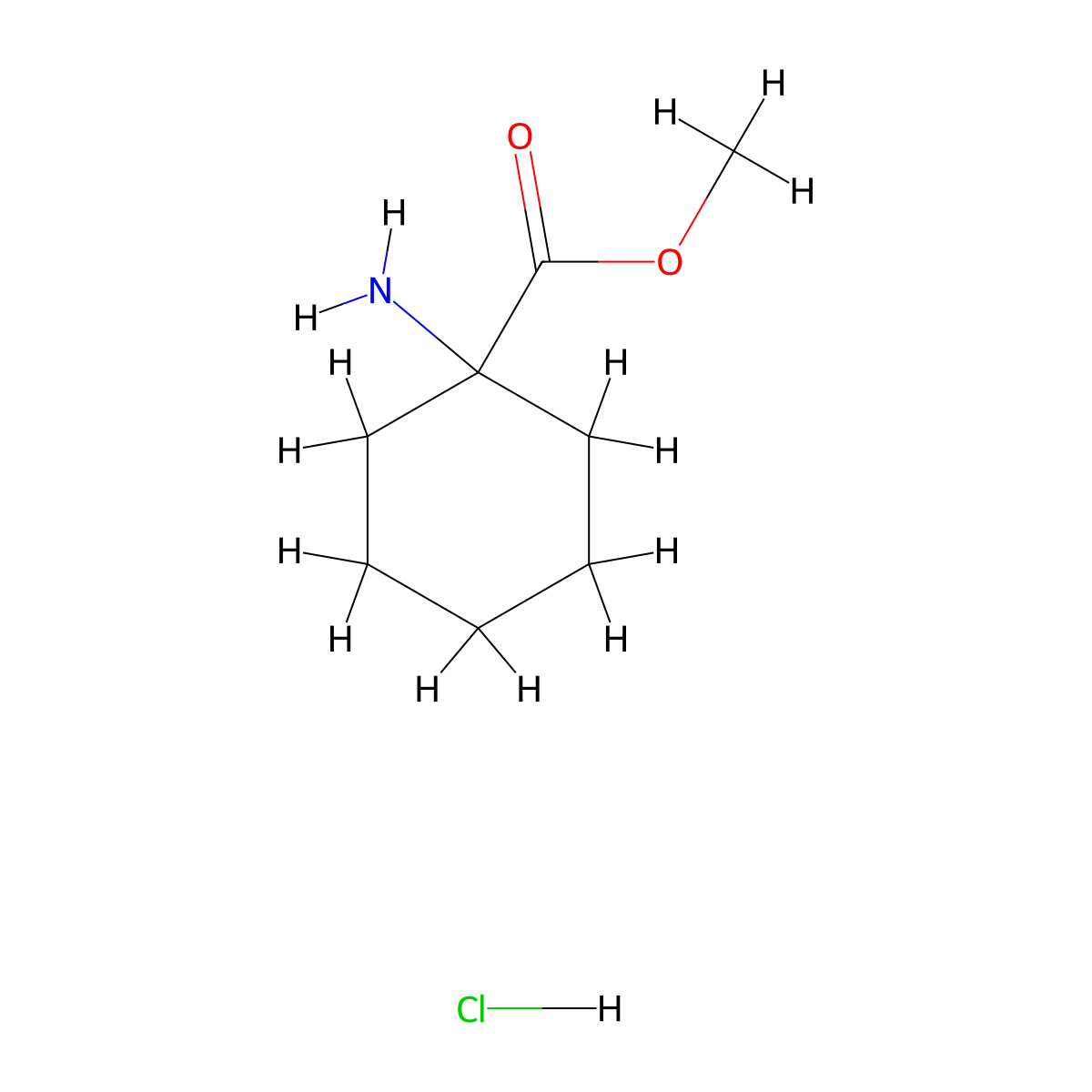 Methyl 1-aminocyclohexane-1-carboxylate hydrochloride molecular structure, CAS 37993-32-1