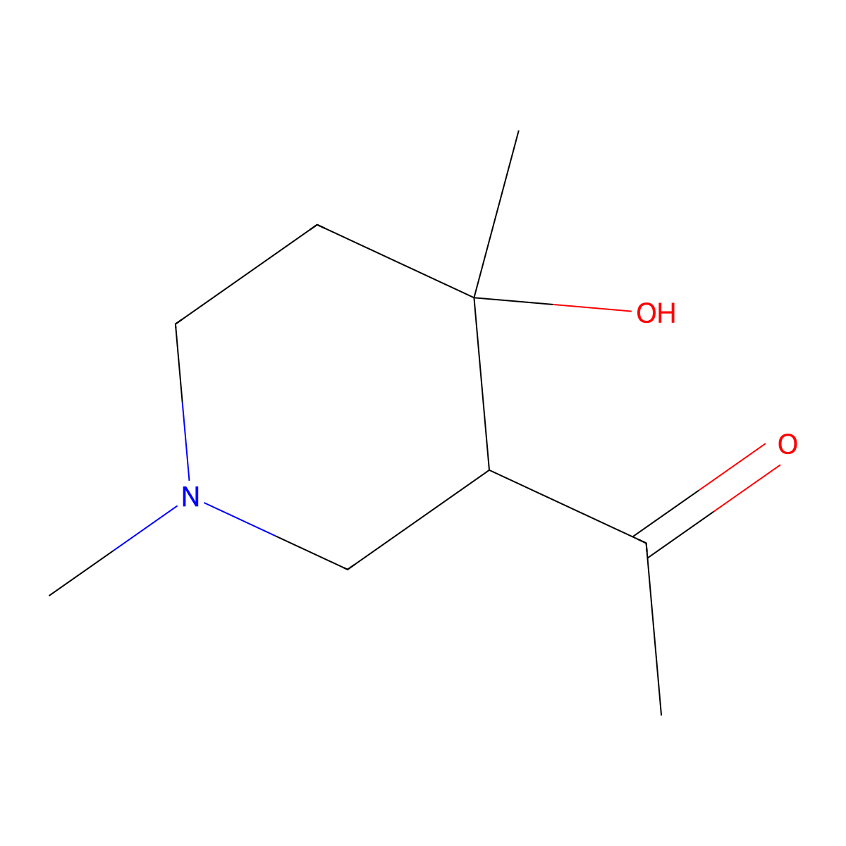 1,4-Dimethyl-3-acetyl-4-hydroxy-piperidine molecular structure, CAS 37994-62-0