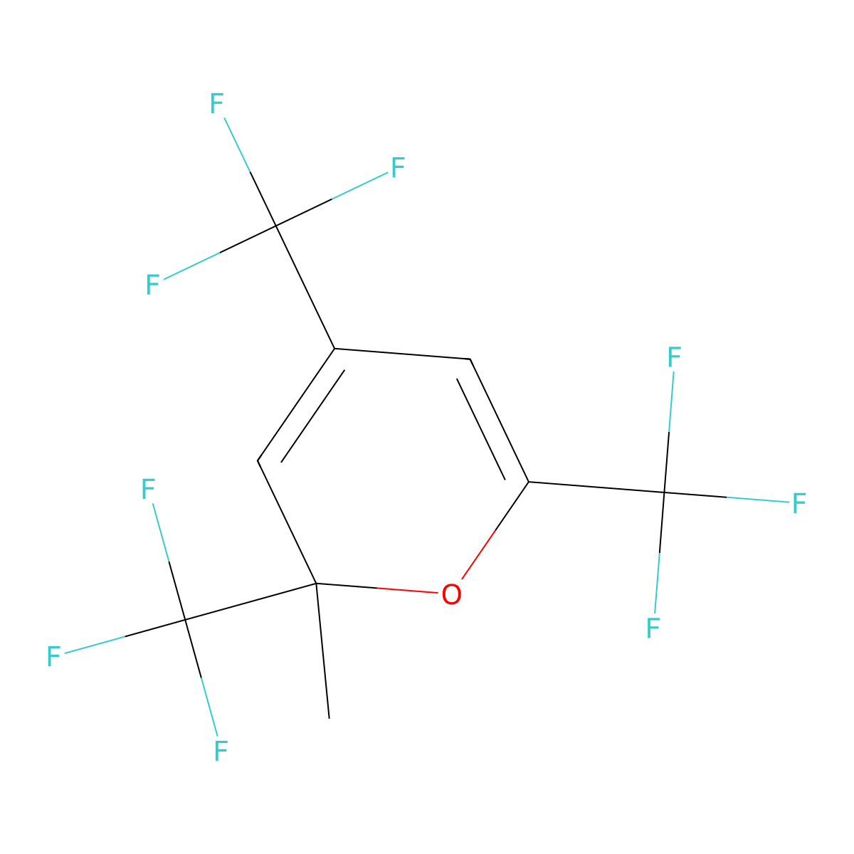 2-methyl-2,4,6-tris(trifluoromethyl)-2H-pyran molecular structure, CAS 380-94-9