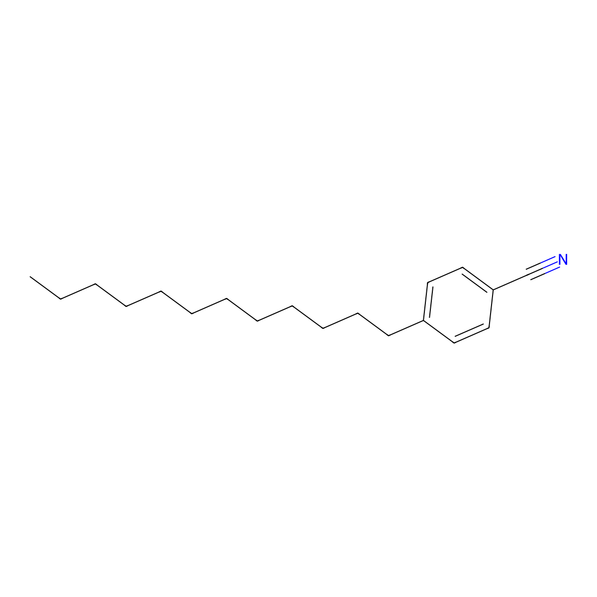 4-Dodecylbenzonitrile molecular structure, CAS 38004-04-5