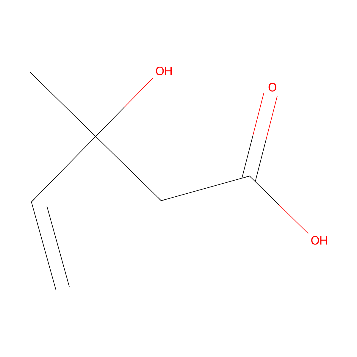 3-Hydroxy-3-methylpent-4-enoic acid molecular structure, CAS 38004-74-9