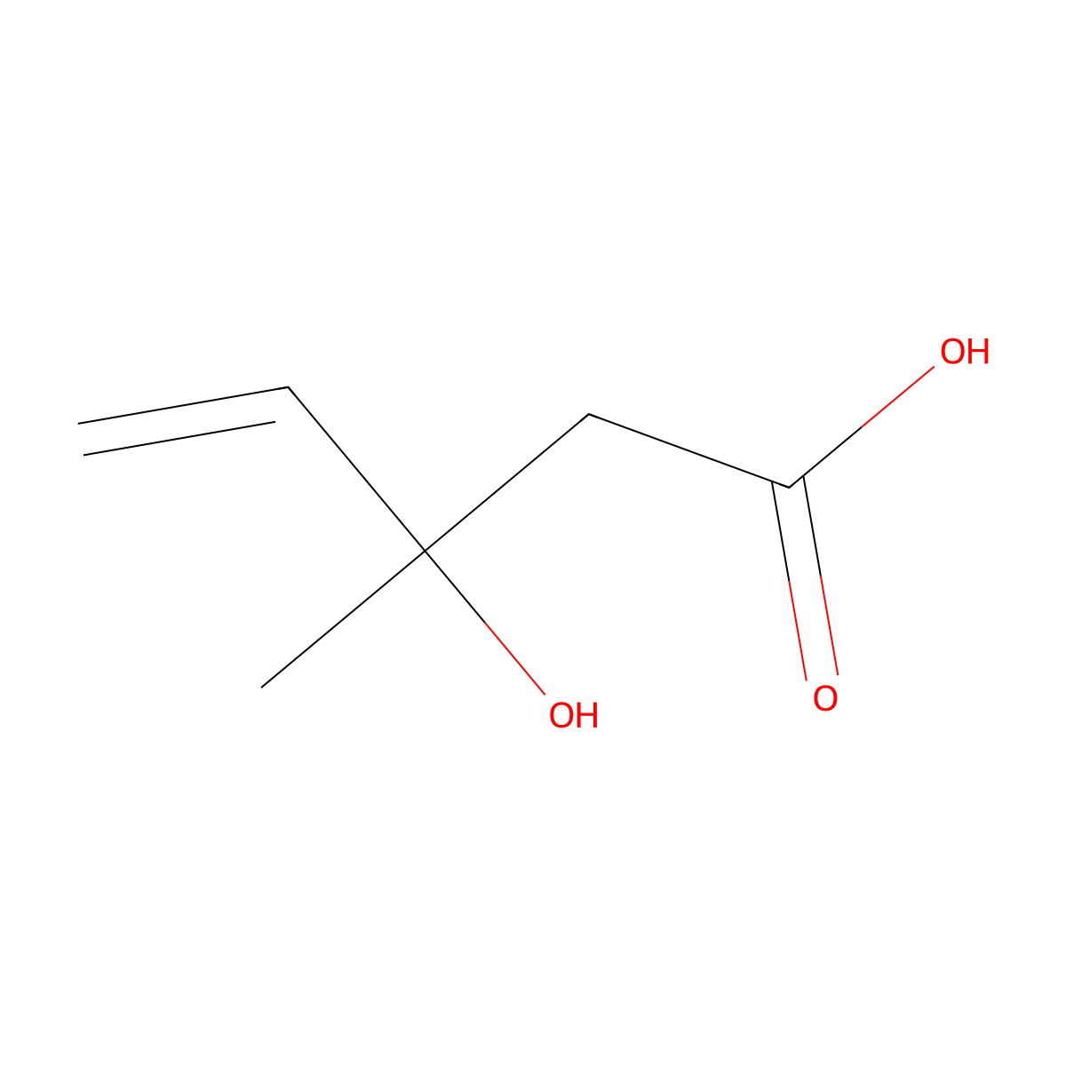 3-Hydroxy-3-methylpent-4-enoic acid molecular structure, CAS 38004-74-9