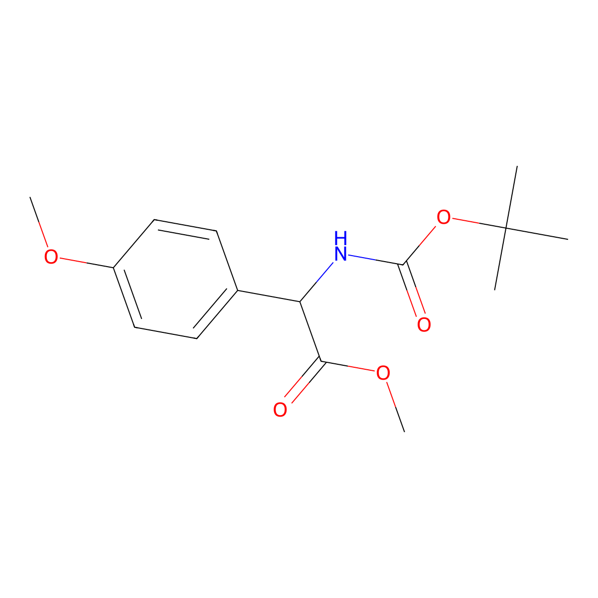 Methyl 2-{[(tert-butoxy)carbonyl]amino}-2-(4-methoxyphenyl)acetate molecular structure, CAS 380149-34-8