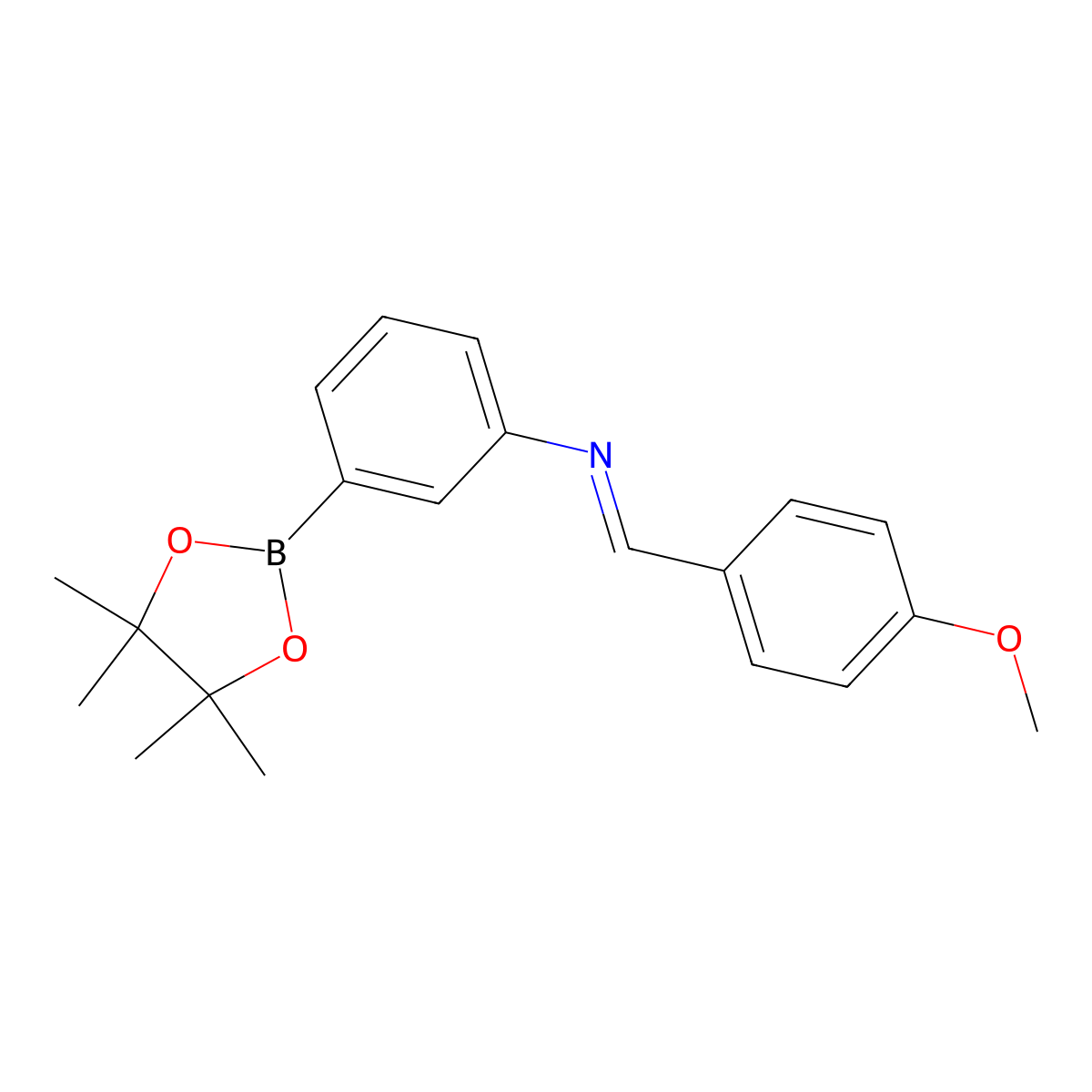 (NE)-N-[(4-methoxyphenyl)methylidene]-3-(tetramethyl-1,3,2-dioxaborolan-2-yl)aniline molecular structure, CAS 380151-91-7