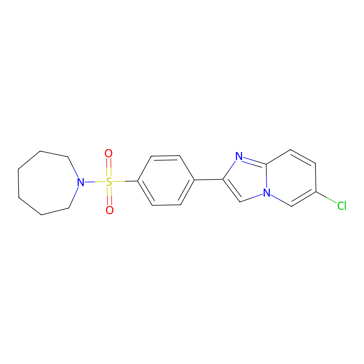 2-[4-(Azepan-1-ylsulfonyl)phenyl]-6-chloroimidazo[1,2-a]pyridine molecular structure, CAS 380154-67-6