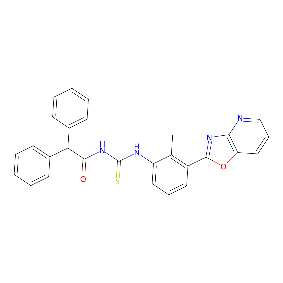 N-[[2-methyl-3-([1,3]oxazolo[4,5-b]pyridin-2-yl)phenyl]carbamothioyl]-2,2-diphenylacetamide molecular structure, CAS 380154-98-3