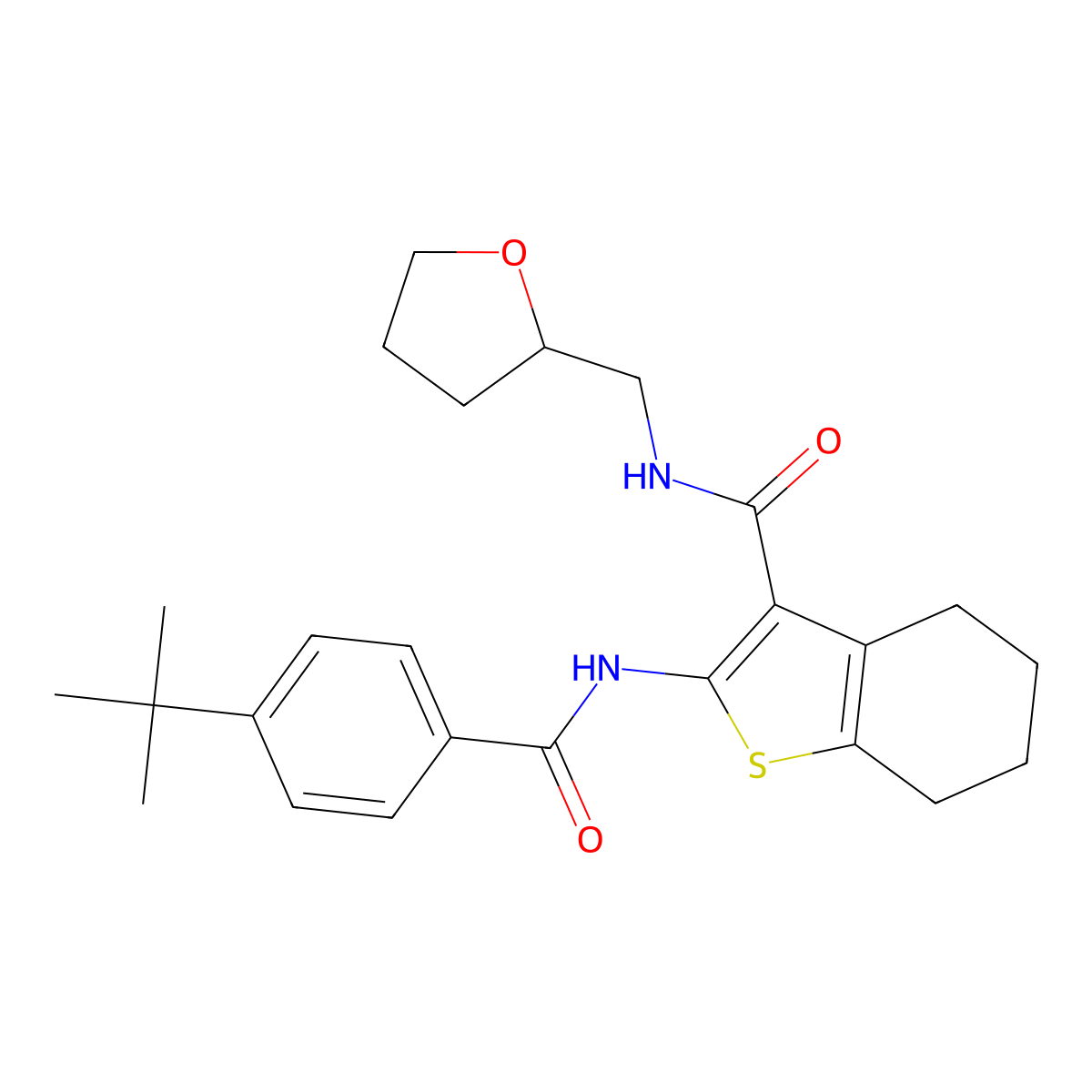 2-[(4-tert-butylbenzoyl)amino]-N-(oxolan-2-ylmethyl)-4,5,6,7-tetrahydro-1-benzothiophene-3-carboxamide molecular structure, CAS 380155-00-0