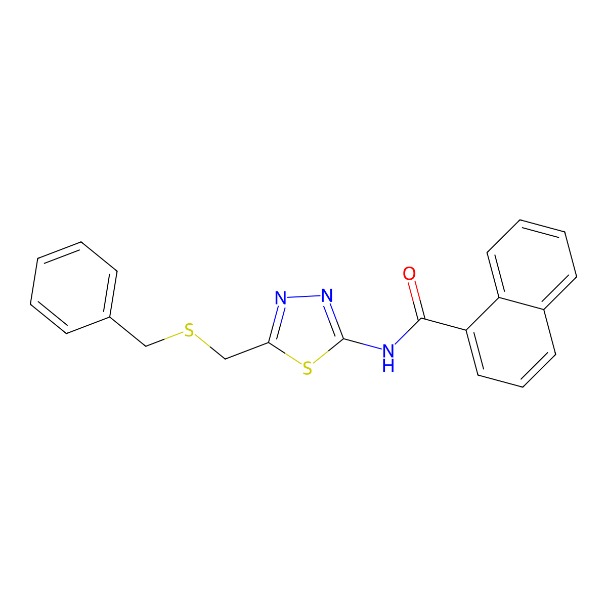N-[5-(benzylsulfanylmethyl)-1,3,4-thiadiazol-2-yl]naphthalene-1-carboxamide molecular structure, CAS 380155-49-7