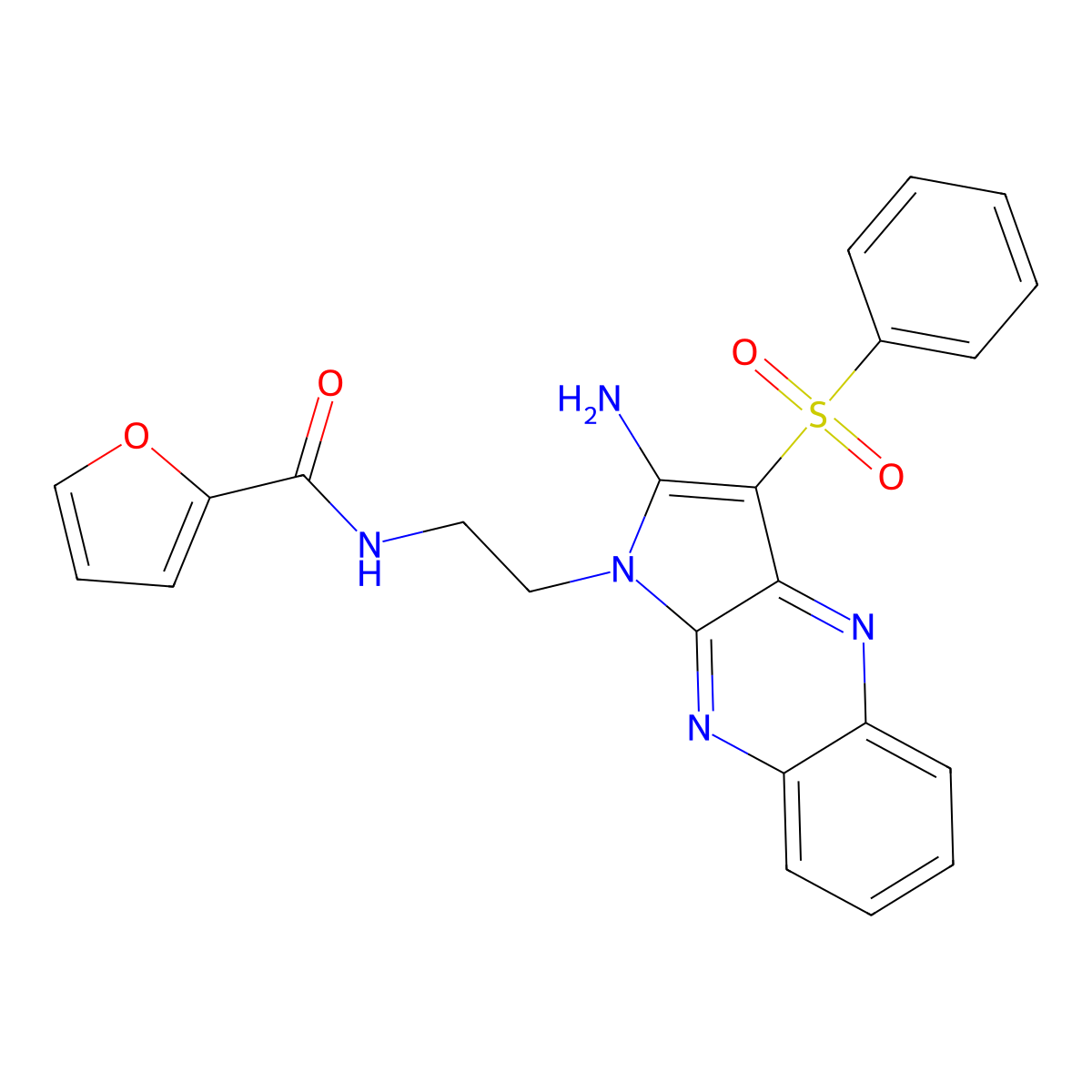 N-{2-[2-amino-3-(phenylsulfonyl)-1H-pyrrolo[2,3-b]quinoxalin-1-yl]ethyl}furan-2-carboxamide molecular structure, CAS 380155-75-9