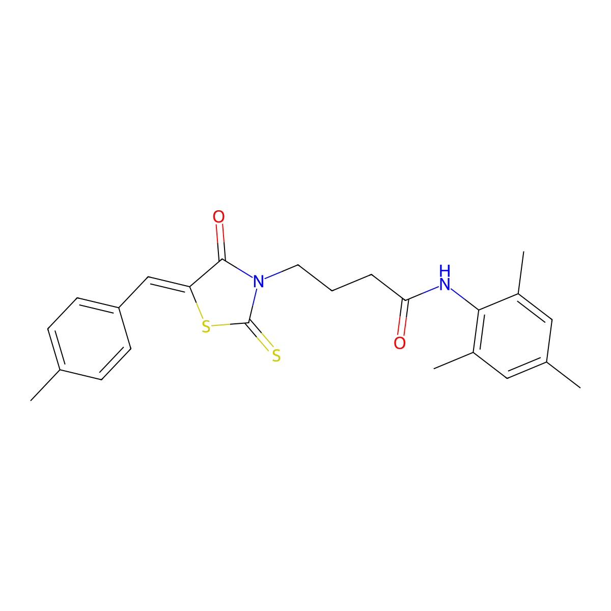 4-{5-[(4-Methylphenyl)methylidene]-4-oxo-2-sulfanylidene-1,3-thiazolidin-3-yl}-N-(2,4,6-trimethylphenyl)butanamide molecular structure, CAS 380156-43-4