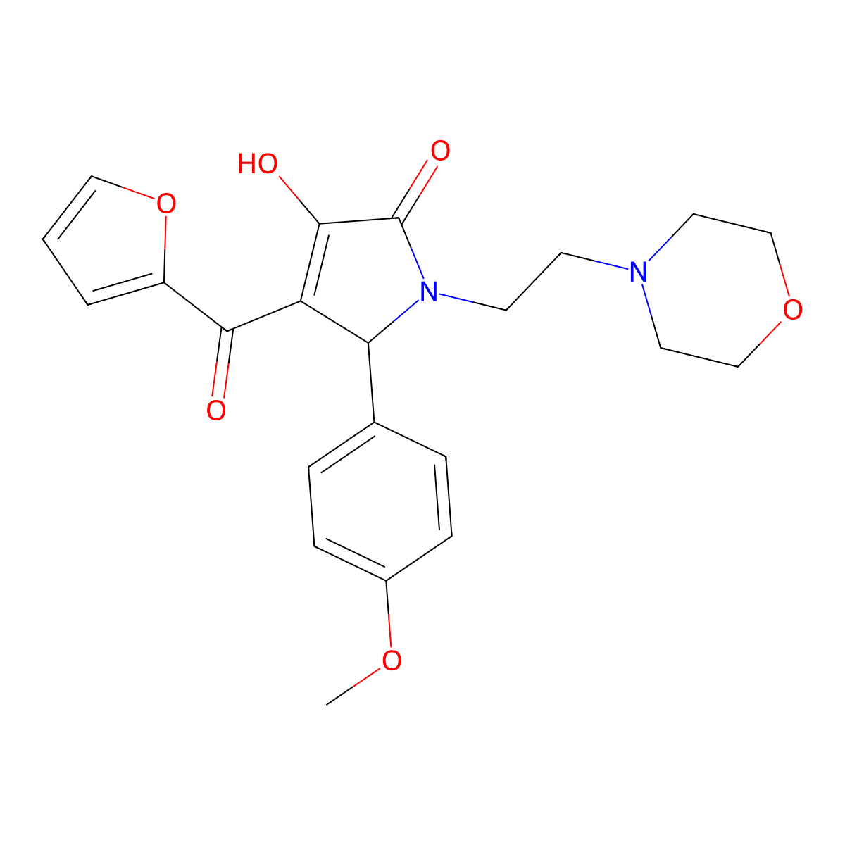 4-(furan-2-carbonyl)-3-hydroxy-5-(4-methoxyphenyl)-1-(2-morpholinoethyl)-1H-pyrrol-2(5H)-one molecular structure, CAS 380156-61-6