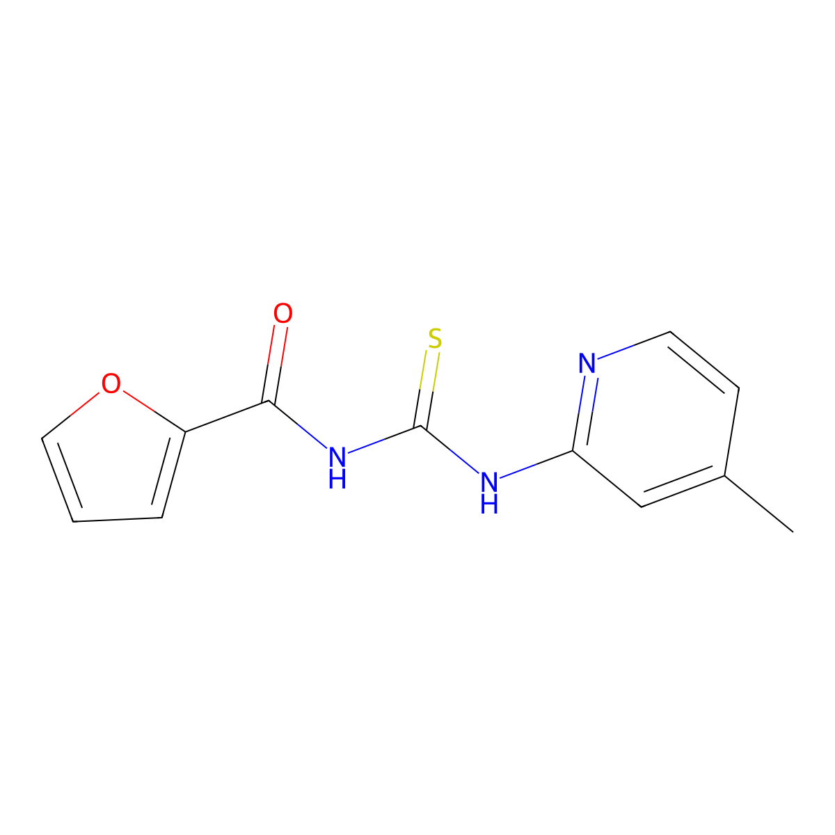 N-[(4-methylpyridin-2-yl)carbamothioyl]furan-2-carboxamide molecular structure, CAS 380156-91-2