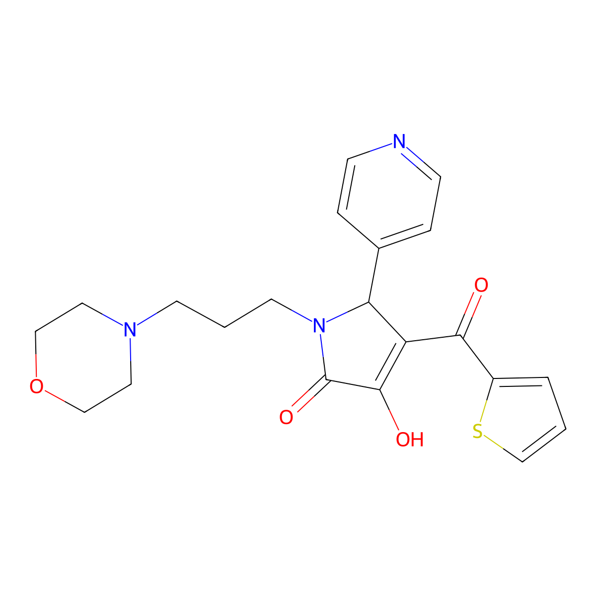 3-hydroxy-1-(3-morpholinopropyl)-5-(pyridin-4-yl)-4-(thiophene-2-carbonyl)-1H-pyrrol-2(5H)-one molecular structure, CAS 380160-09-8