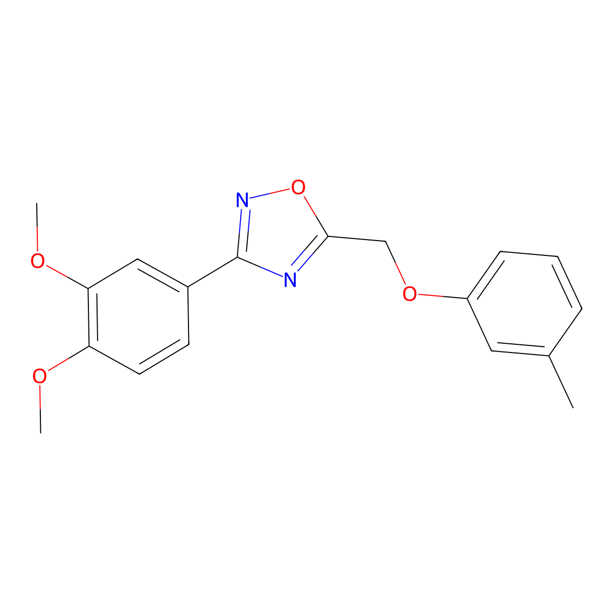 3-(3,4-Dimethoxyphenyl)-5-[(3-methylphenoxy)methyl]-1,2,4-oxadiazole molecular structure, CAS 380160-25-8